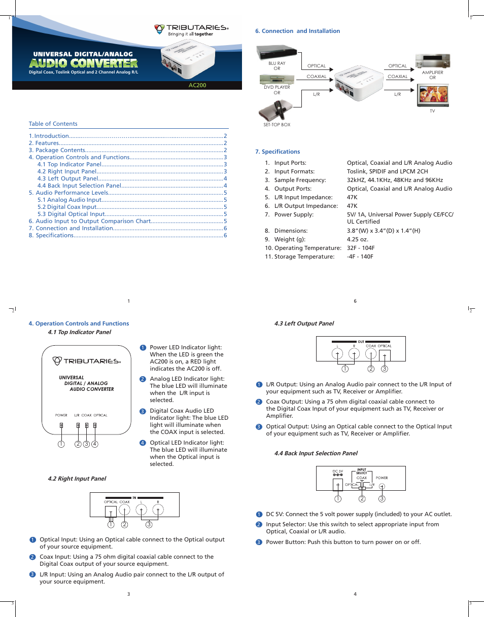 Tributaries AC200 User Manual | Page 2 / 2