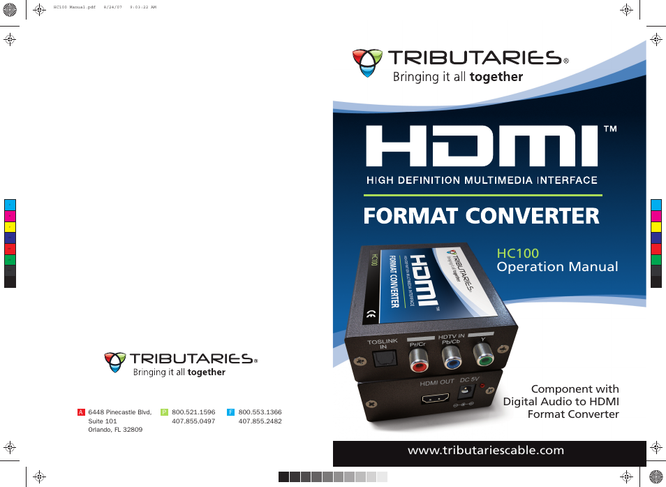Tributaries HDMI HC100 User Manual | 2 pages