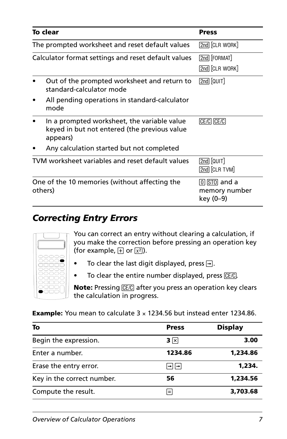 Correcting entry errors | Texas Instruments Calculator User Manual | Page 11 / 116