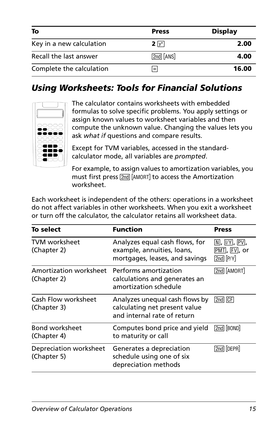 Using worksheets: tools for financial solutions | Texas Instruments Calculator User Manual | Page 19 / 116