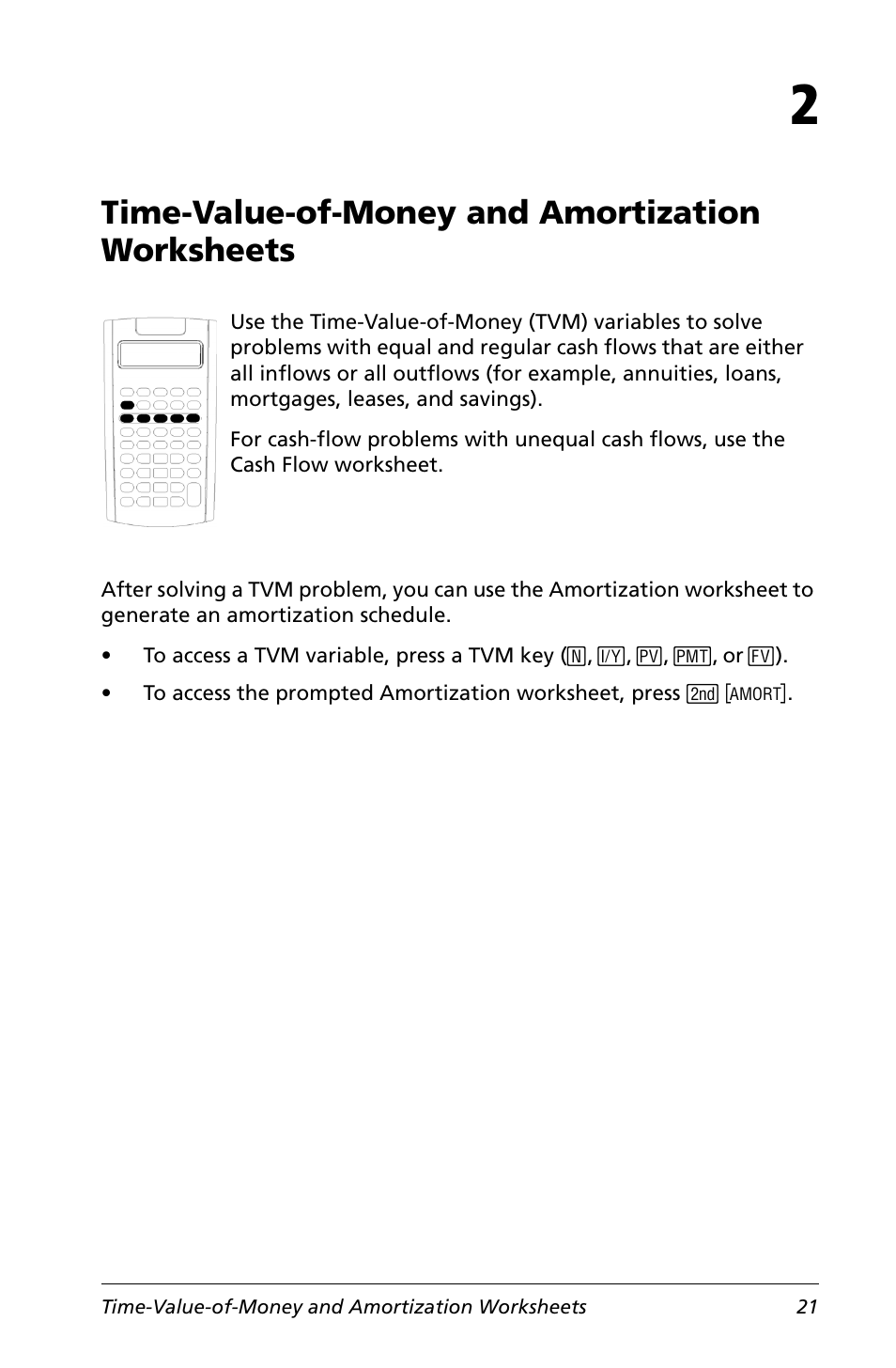2 time-value-of-money and amortization worksheets, Time-value-of-money and amortization worksheets | Texas Instruments Calculator User Manual | Page 25 / 116