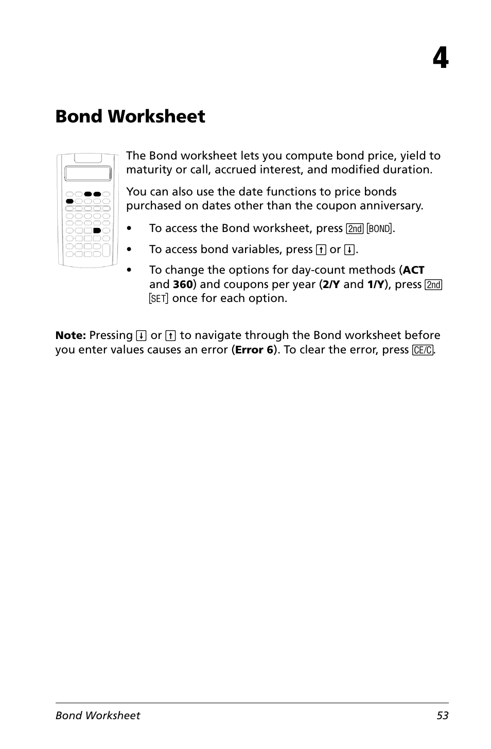 4 bond worksheet, Bond worksheet | Texas Instruments Calculator User Manual | Page 57 / 116