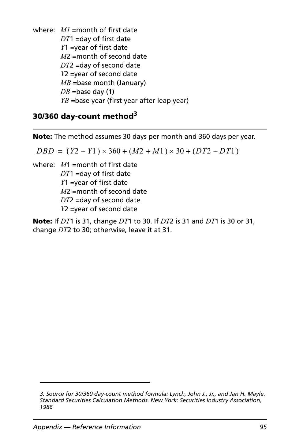 30/360 day-count method | Texas Instruments Calculator User Manual | Page 99 / 116