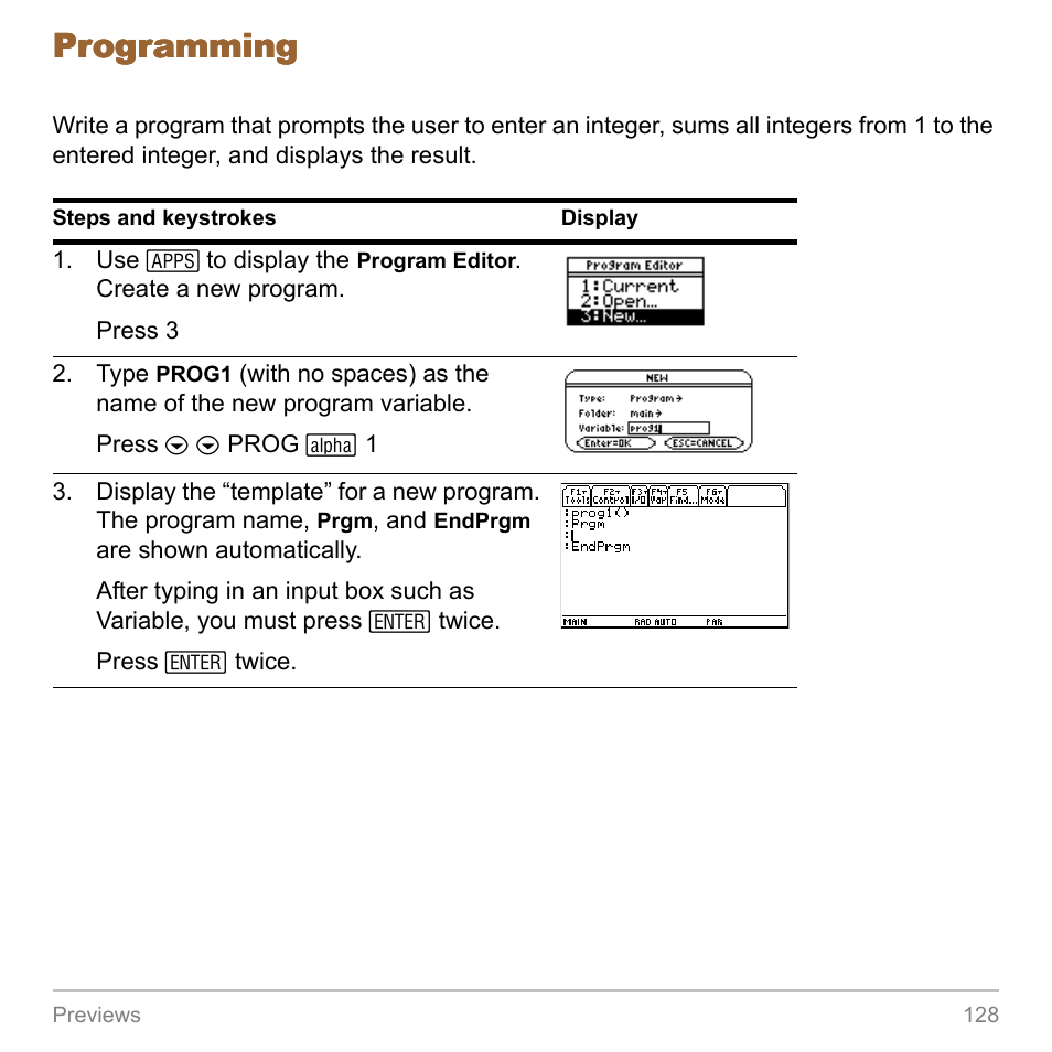 Programming | Texas Instruments TITANIUM TI-89 User Manual | Page 128 / 1008