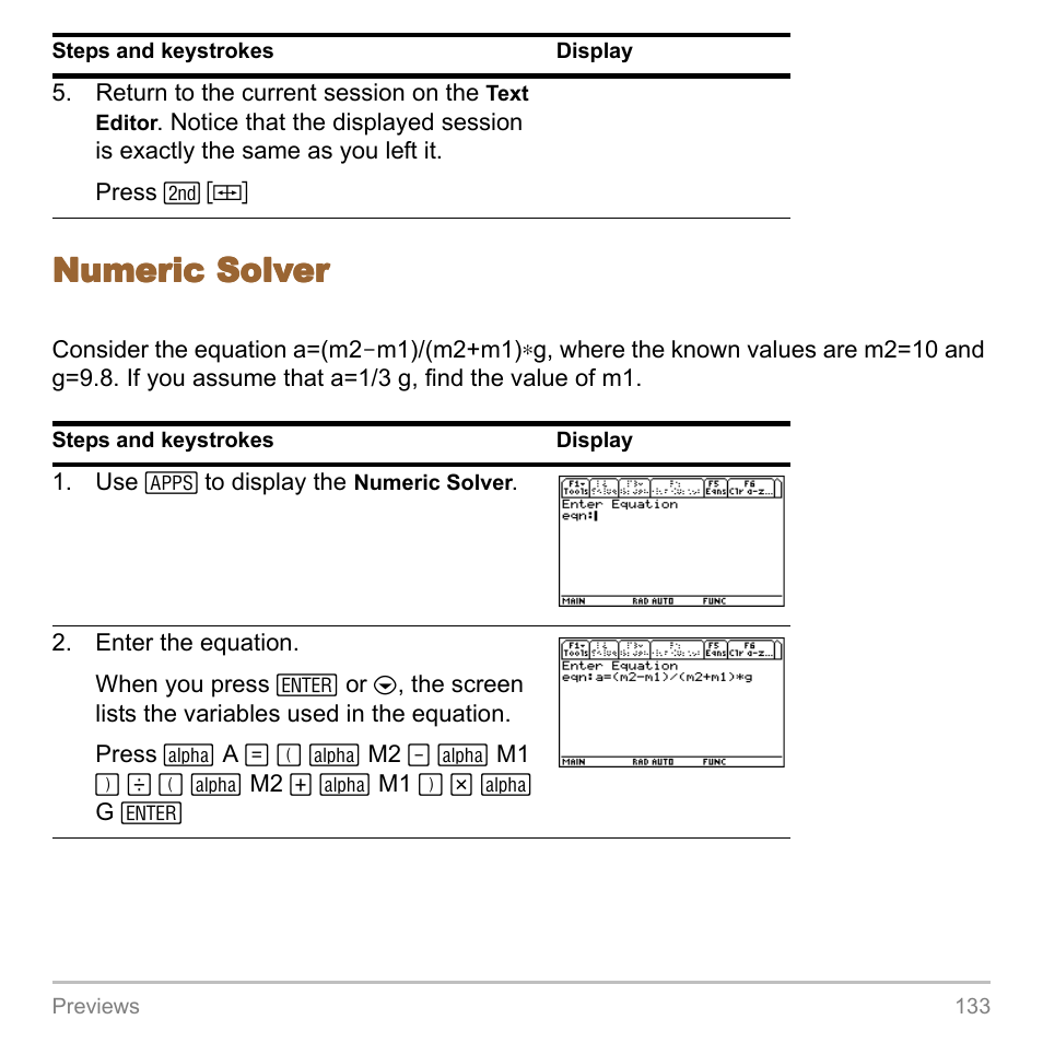 Numeric solver | Texas Instruments TITANIUM TI-89 User Manual | Page 133 / 1008