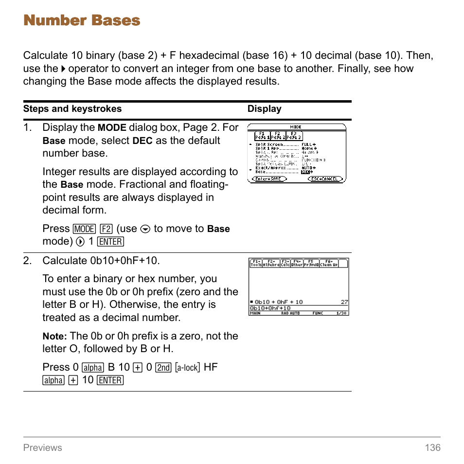 Number bases | Texas Instruments TITANIUM TI-89 User Manual | Page 136 / 1008