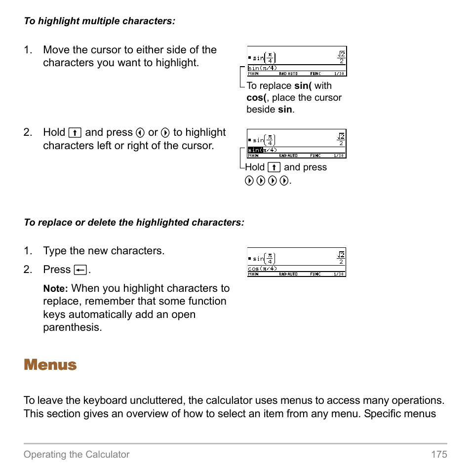 Menus | Texas Instruments TITANIUM TI-89 User Manual | Page 175 / 1008