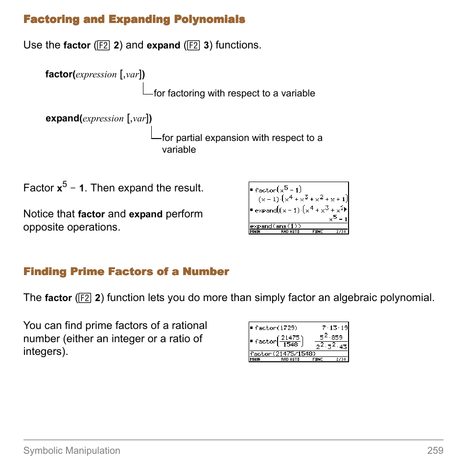 Texas Instruments TITANIUM TI-89 User Manual | Page 259 / 1008