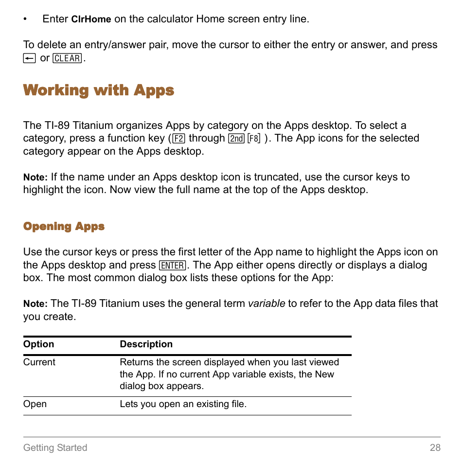 Working with apps | Texas Instruments TITANIUM TI-89 User Manual | Page 28 / 1008