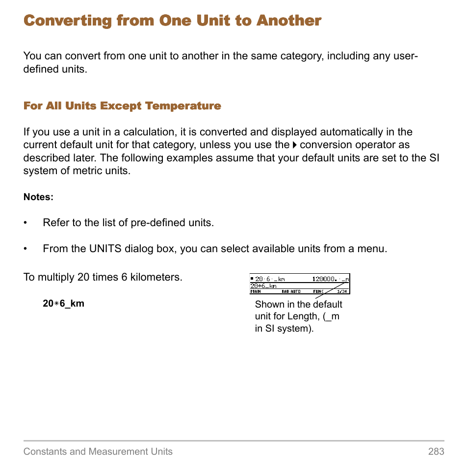 Converting from one unit to another | Texas Instruments TITANIUM TI-89 User Manual | Page 283 / 1008