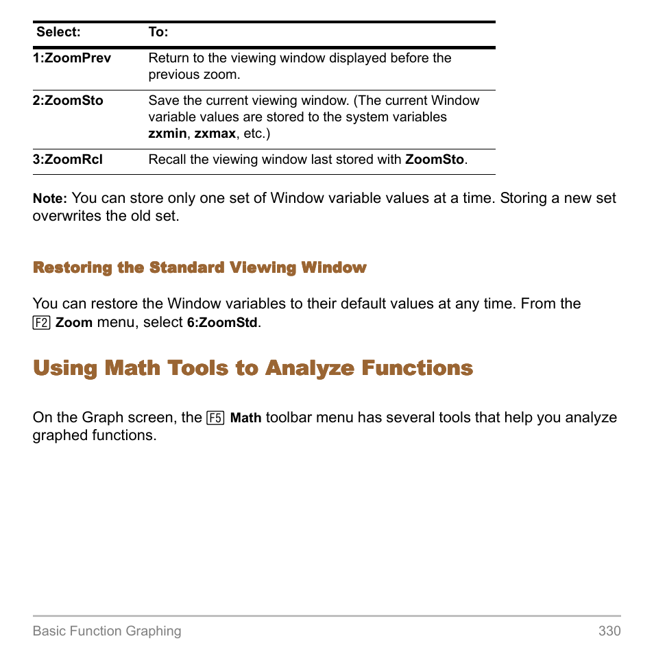 Using math tools to analyze functions | Texas Instruments TITANIUM TI-89 User Manual | Page 330 / 1008