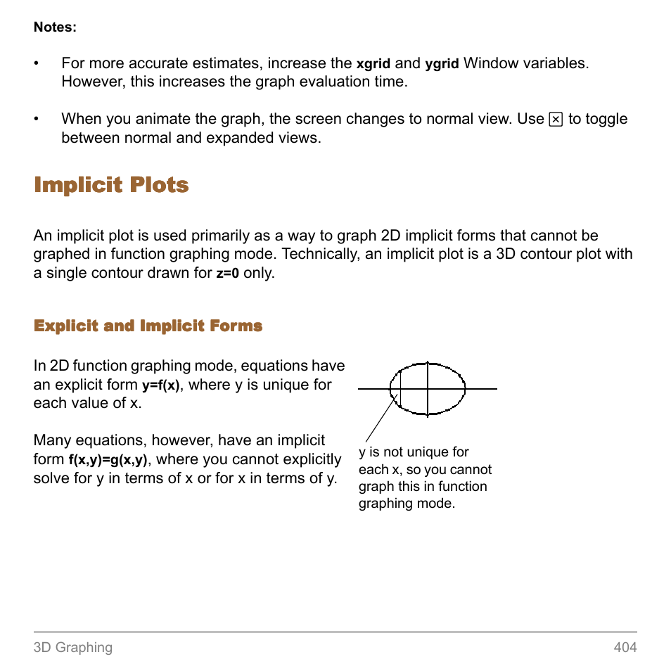 Implicit plots | Texas Instruments TITANIUM TI-89 User Manual | Page 404 / 1008