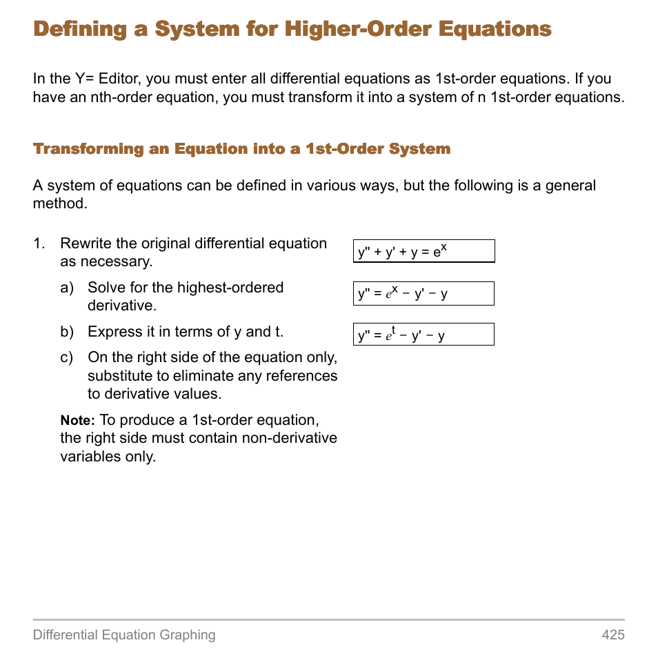 Defining a system for higher-order equations | Texas Instruments TITANIUM TI-89 User Manual | Page 425 / 1008