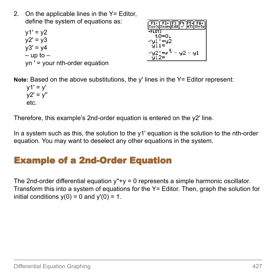 Example of a 2nd-order equation | Texas Instruments TITANIUM TI-89 User Manual | Page 427 / 1008