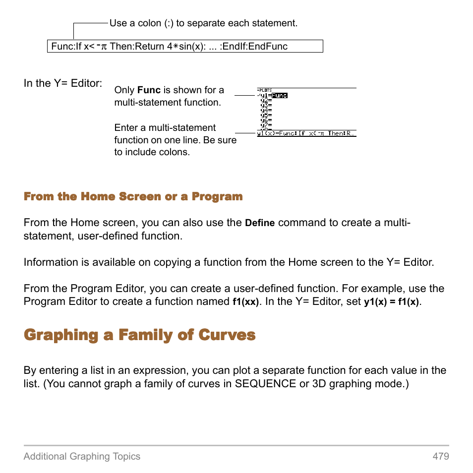 Graphing a family of curves | Texas Instruments TITANIUM TI-89 User Manual | Page 479 / 1008