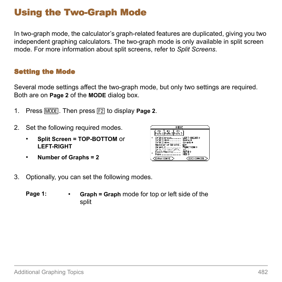 Using the two-graph mode | Texas Instruments TITANIUM TI-89 User Manual | Page 482 / 1008