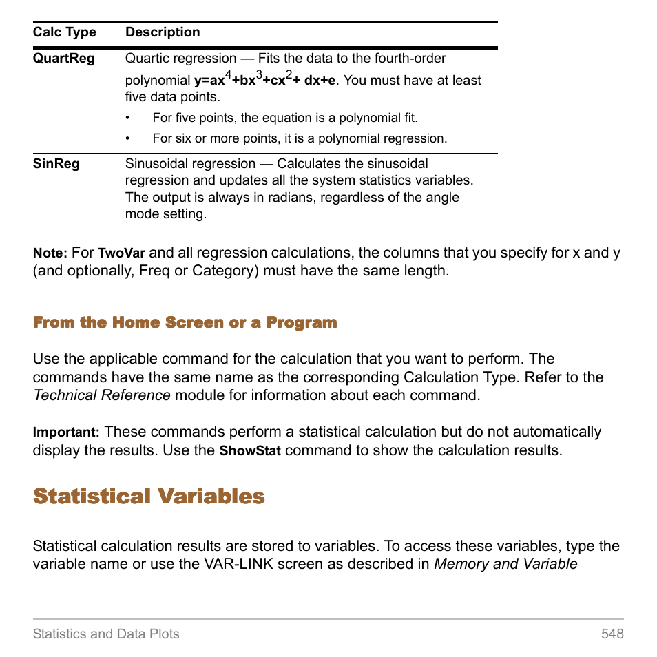 Statistical variables | Texas Instruments TITANIUM TI-89 User Manual | Page 548 / 1008