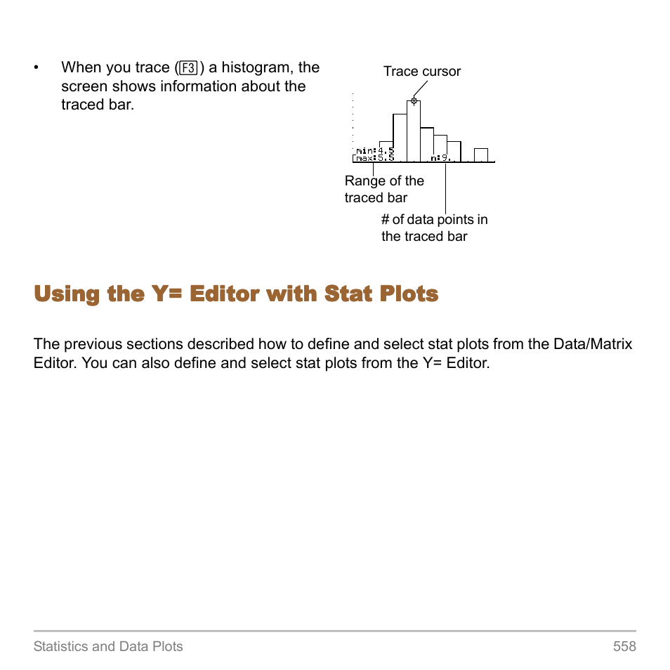 Using the y= editor with stat plots | Texas Instruments TITANIUM TI-89 User Manual | Page 558 / 1008