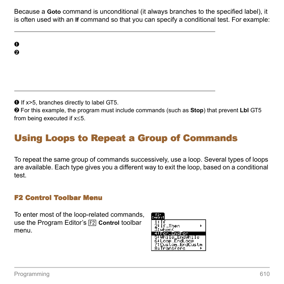 Using loops to repeat a group of commands | Texas Instruments TITANIUM TI-89 User Manual | Page 610 / 1008