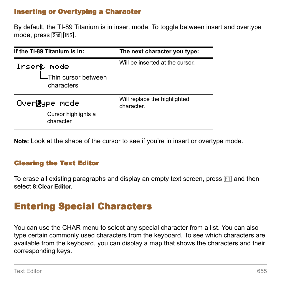 Entering special characters | Texas Instruments TITANIUM TI-89 User Manual | Page 655 / 1008