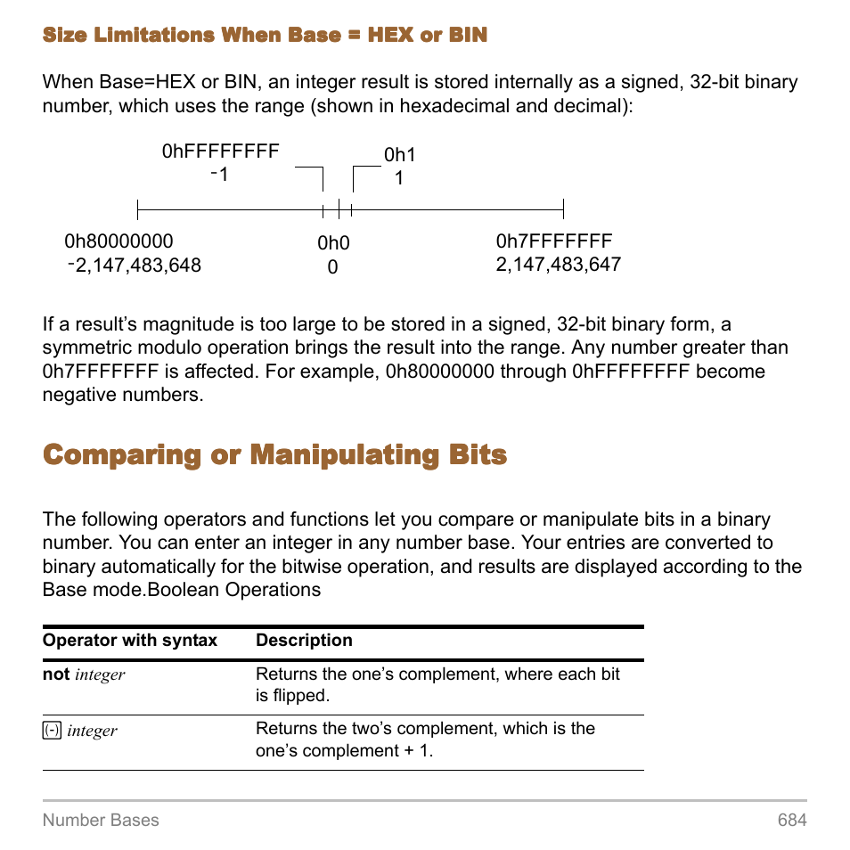 Comparing or manipulating bits | Texas Instruments TITANIUM TI-89 User Manual | Page 684 / 1008