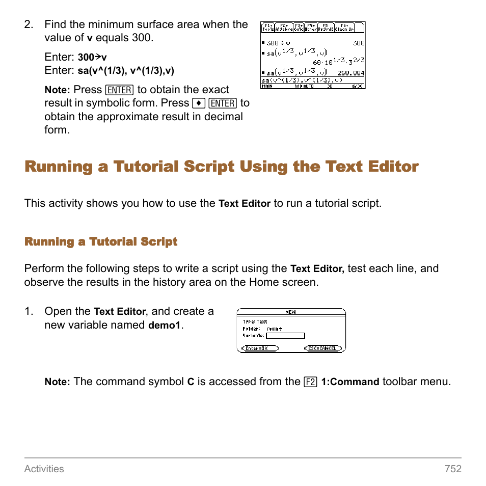 Running a tutorial script using the text editor | Texas Instruments TITANIUM TI-89 User Manual | Page 752 / 1008