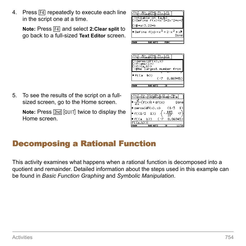 Decomposing a rational function | Texas Instruments TITANIUM TI-89 User Manual | Page 754 / 1008