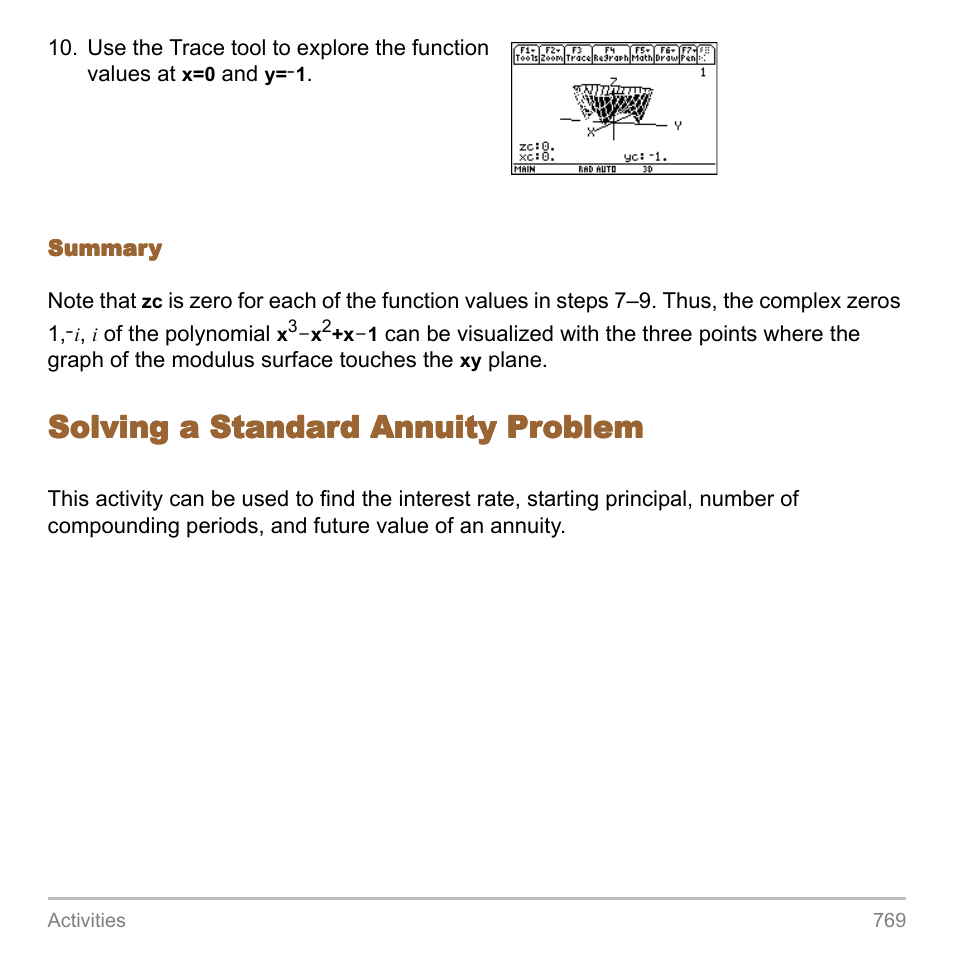 Solving a standard annuity problem | Texas Instruments TITANIUM TI-89 User Manual | Page 769 / 1008