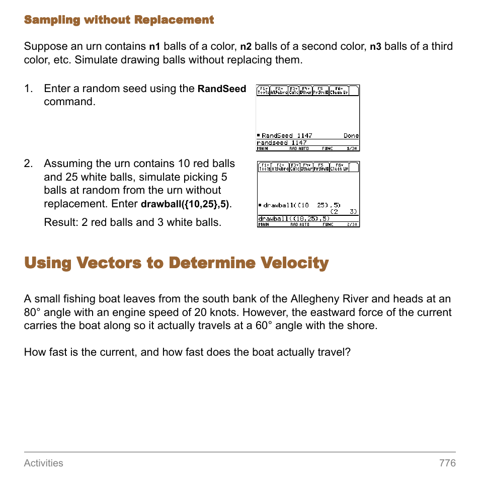 Using vectors to determine velocity | Texas Instruments TITANIUM TI-89 User Manual | Page 776 / 1008