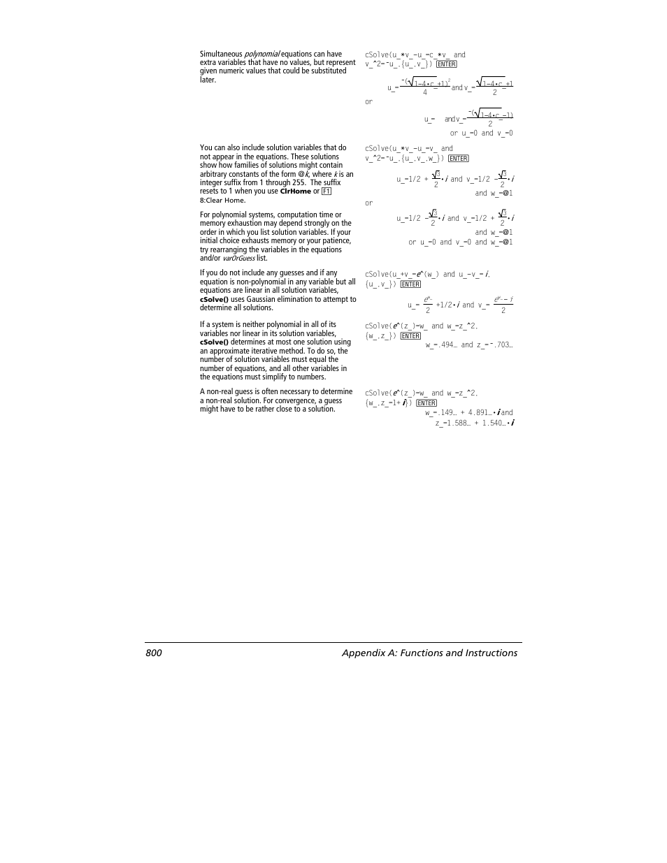 800 appendix a: functions and instructions | Texas Instruments TITANIUM TI-89 User Manual | Page 800 / 1008