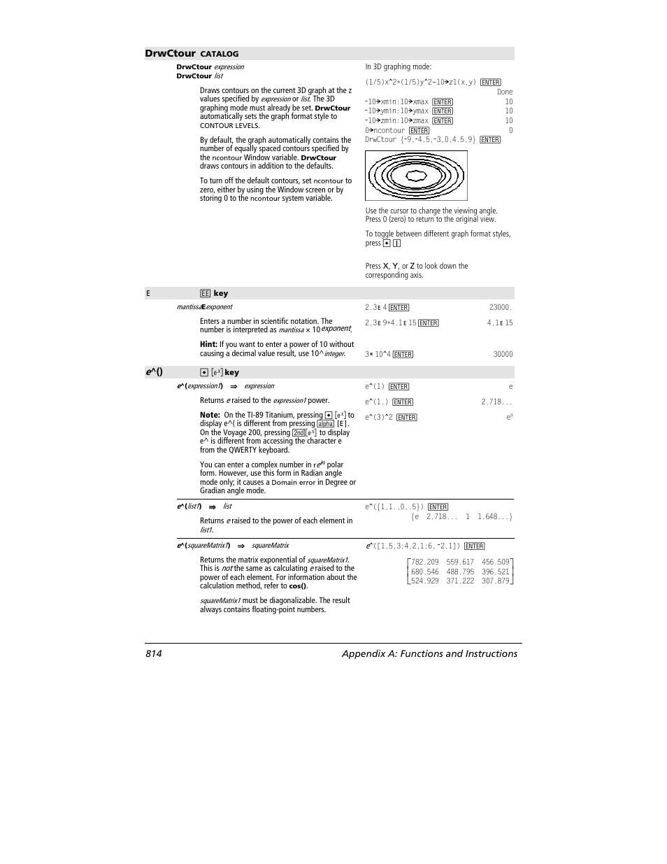 Drwctour, 814 appendix a: functions and instructions | Texas Instruments TITANIUM TI-89 User Manual | Page 814 / 1008