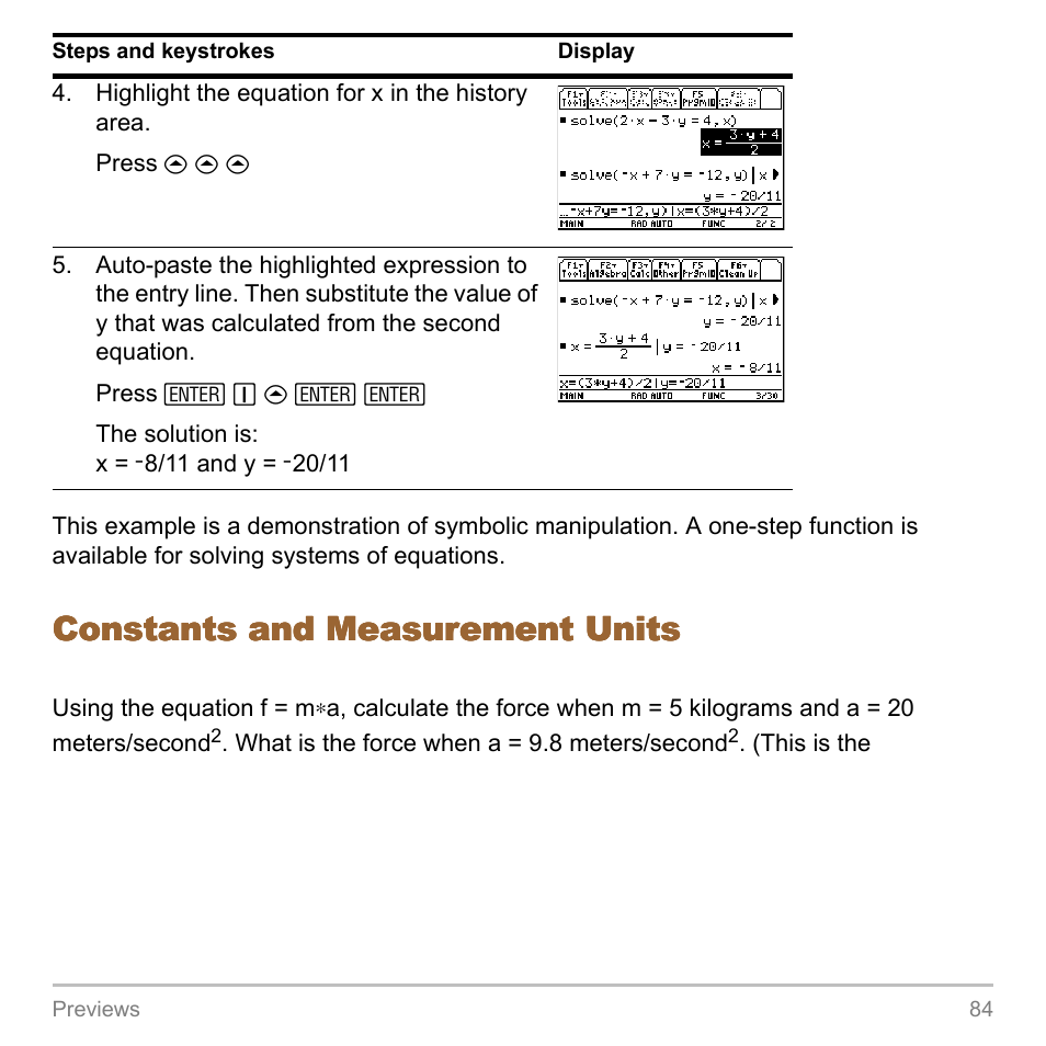 Constants and measurement units | Texas Instruments TITANIUM TI-89 User Manual | Page 84 / 1008