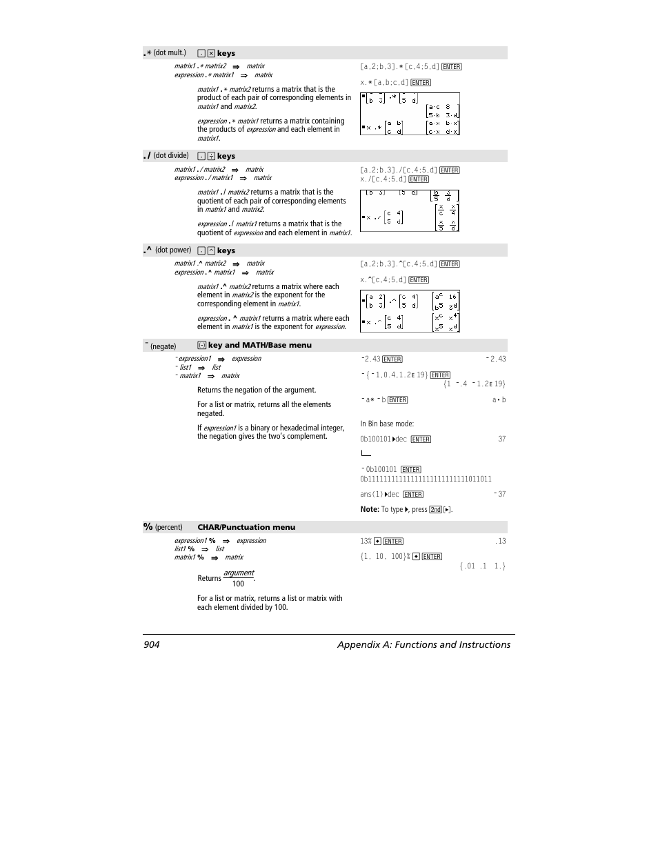 904 appendix a: functions and instructions | Texas Instruments TITANIUM TI-89 User Manual | Page 904 / 1008