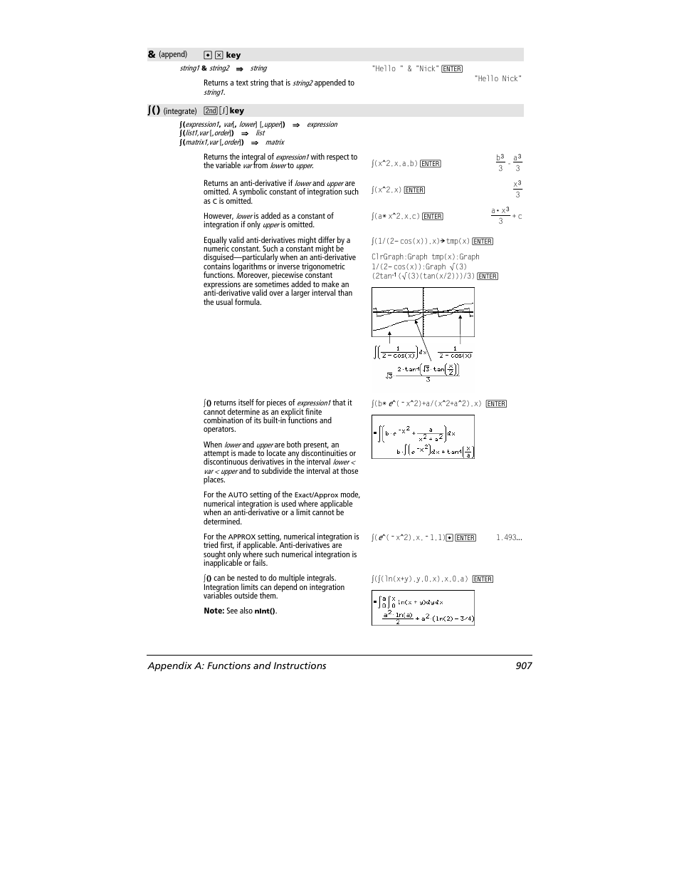 Appendix a: functions and instructions 907 | Texas Instruments TITANIUM TI-89 User Manual | Page 907 / 1008