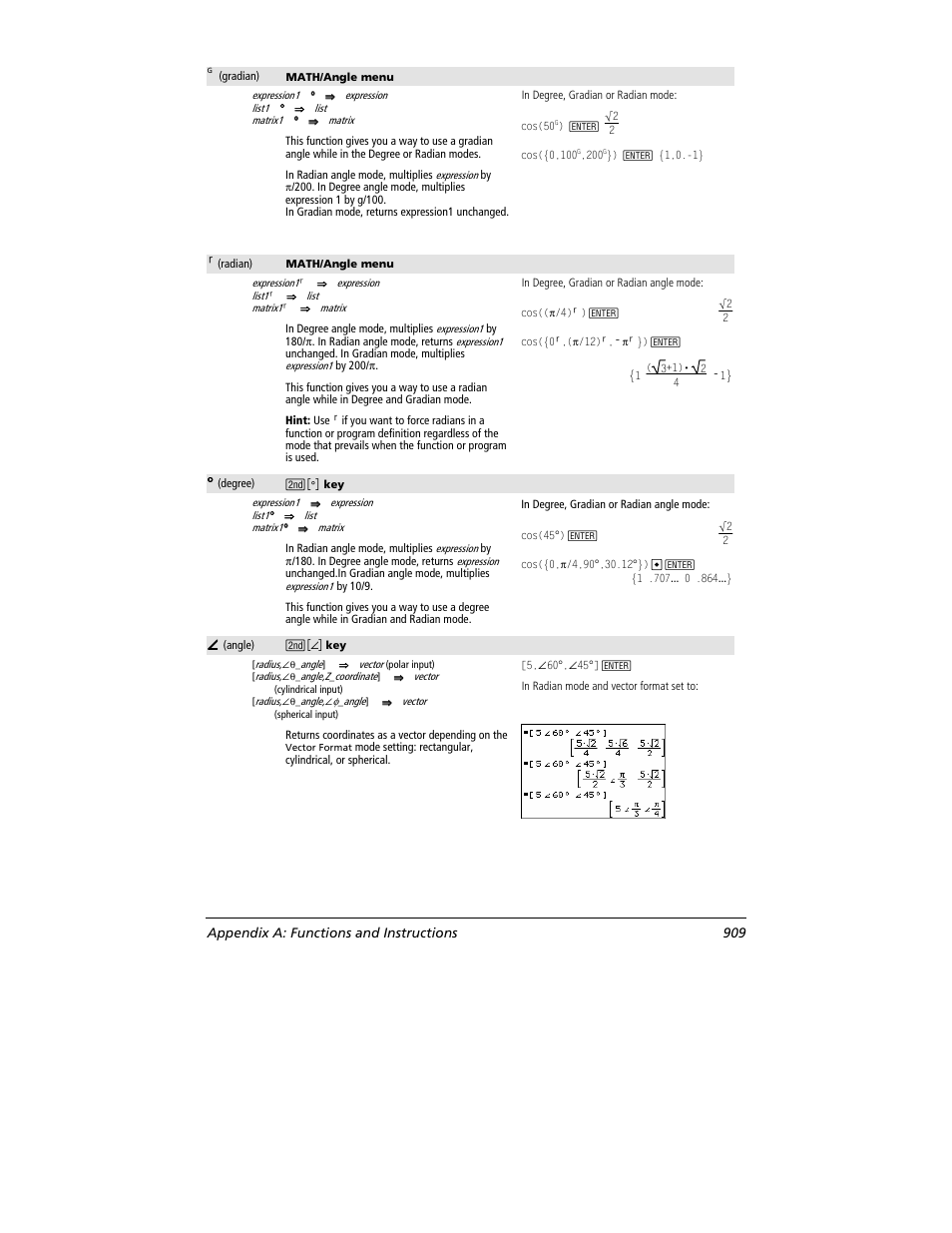 Appendix a: functions and instructions 909 | Texas Instruments TITANIUM TI-89 User Manual | Page 909 / 1008