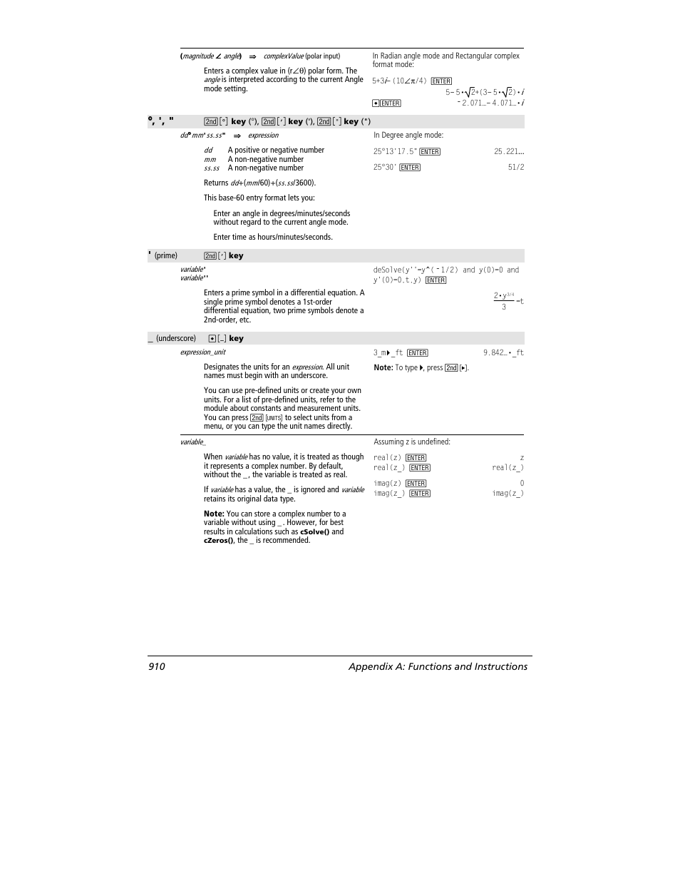 910 appendix a: functions and instructions | Texas Instruments TITANIUM TI-89 User Manual | Page 910 / 1008