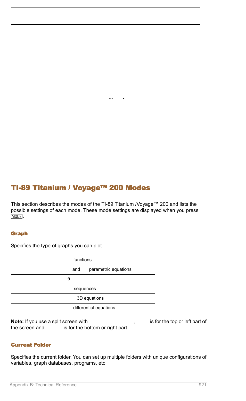 Ti-89 titanium / voyage™ 200 modes | Texas Instruments TITANIUM TI-89 User Manual | Page 920 / 1008