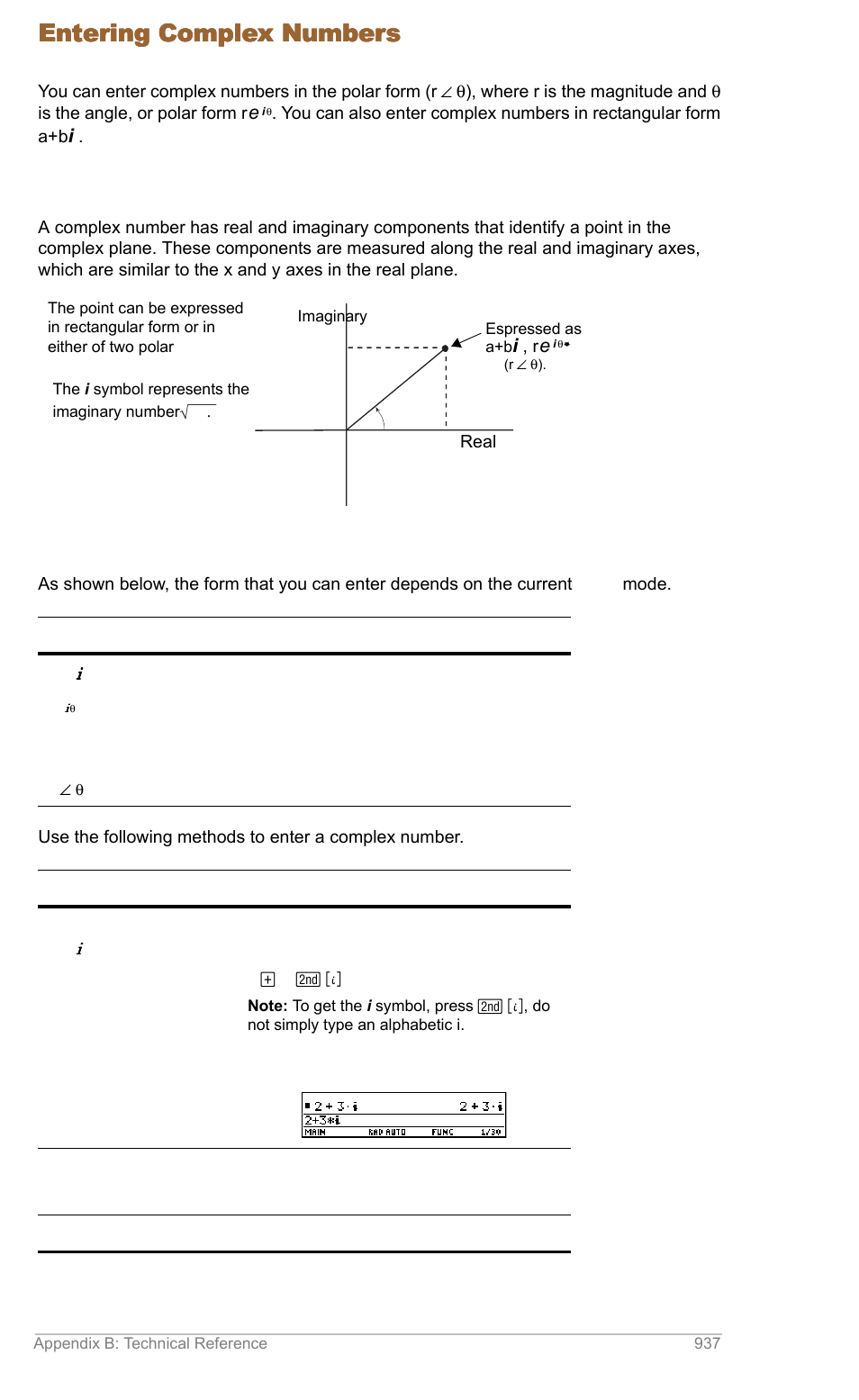 Entering complex numbers, Overview of complex numbers | Texas Instruments TITANIUM TI-89 User Manual | Page 936 / 1008