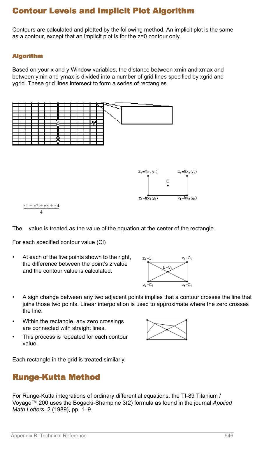 Contour levels and implicit plot algorithm, Runge-kutta method | Texas Instruments TITANIUM TI-89 User Manual | Page 945 / 1008