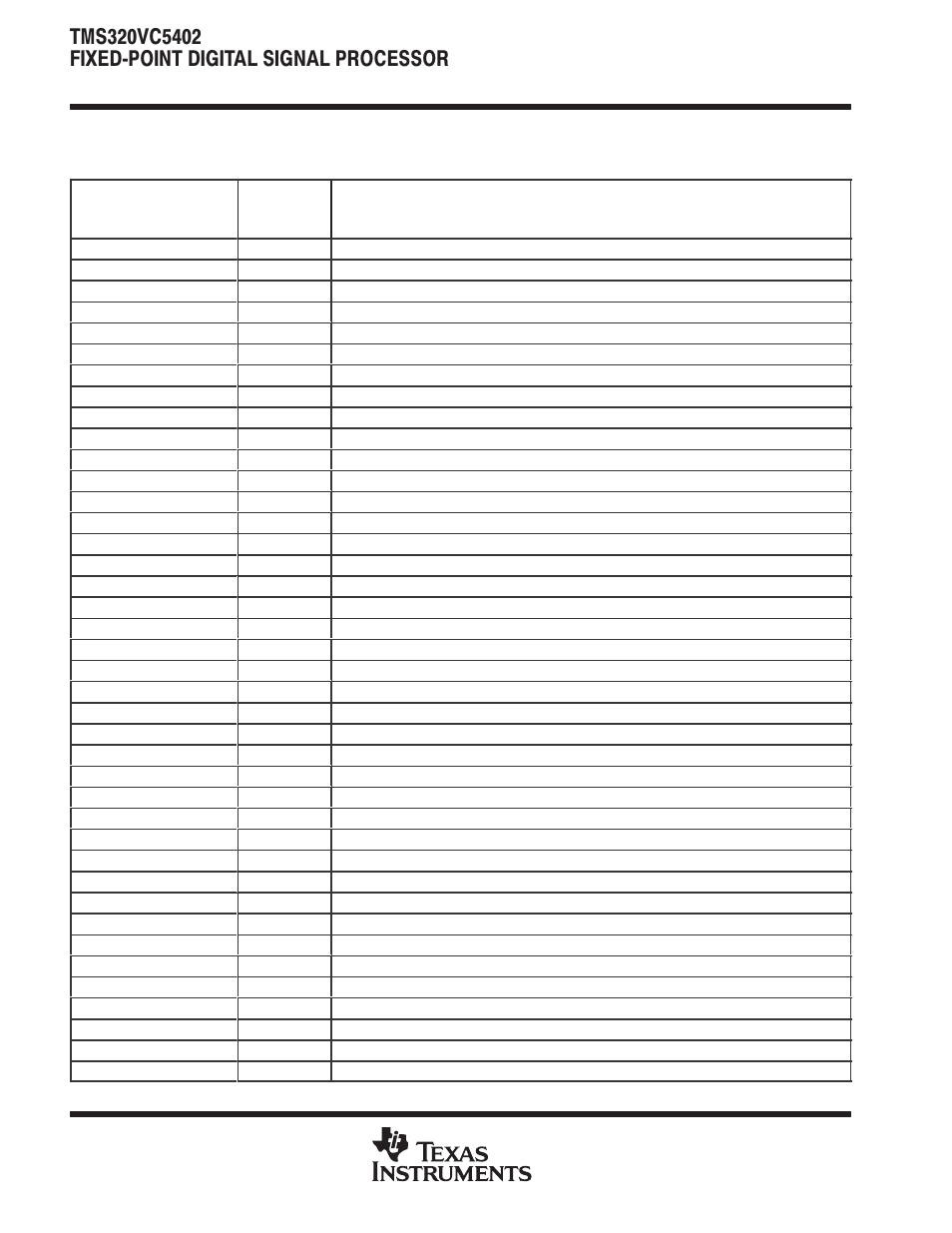 Dma subbank addressed registers (continued) | Texas Instruments TMS320VC5402 User Manual | Page 30 / 69