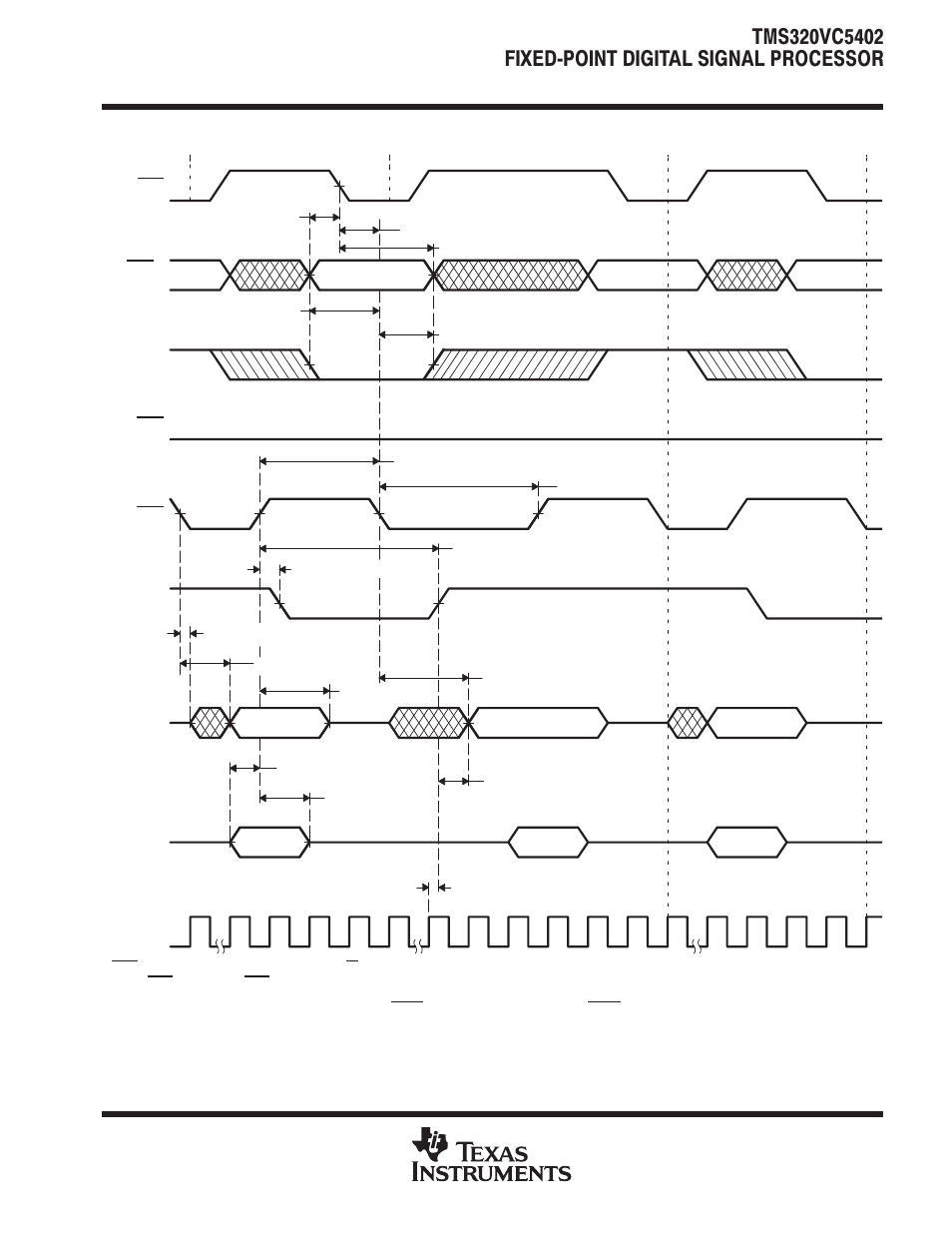 Hpi8 timing (continued) | Texas Instruments TMS320VC5402 User Manual | Page 63 / 69