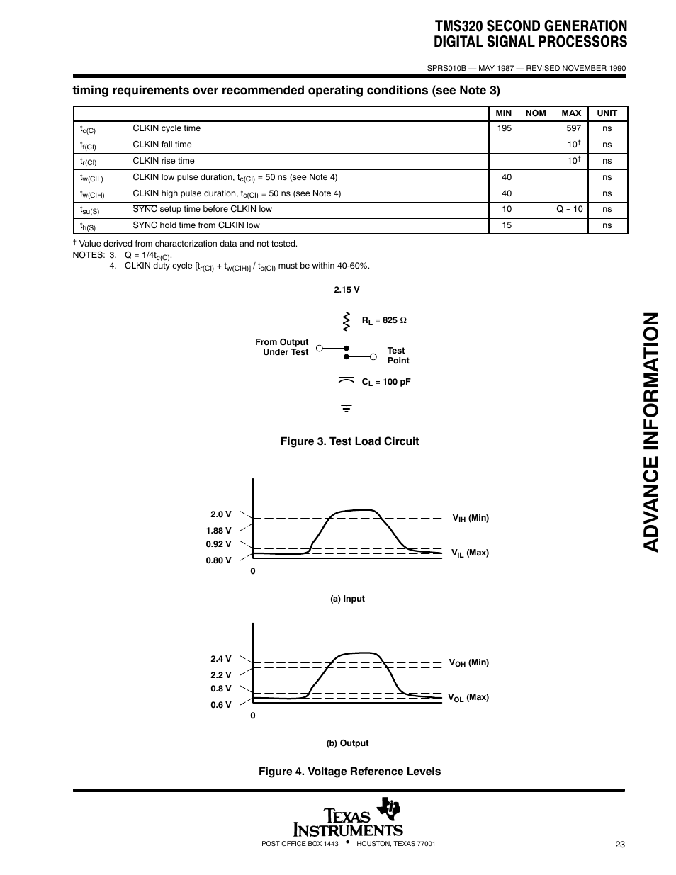 Adv ance informa t ion, Tms320 second generation digital signal processors | Texas Instruments TMS320 User Manual | Page 23 / 70