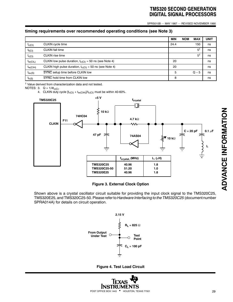 Adv ance informa t ion, Tms320 second generation digital signal processors | Texas Instruments TMS320 User Manual | Page 29 / 70