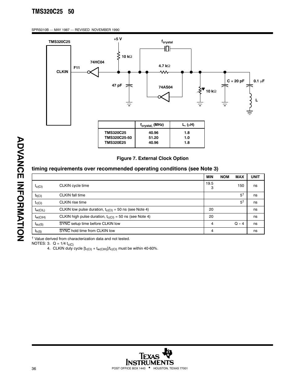 Adv ance informa t ion | Texas Instruments TMS320 User Manual | Page 36 / 70