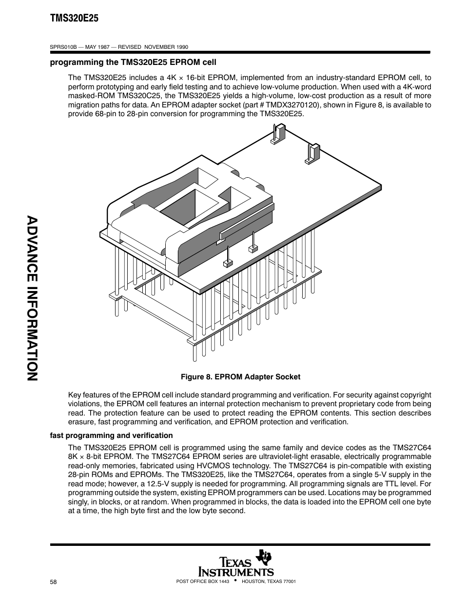 Adv ance informa t ion | Texas Instruments TMS320 User Manual | Page 58 / 70