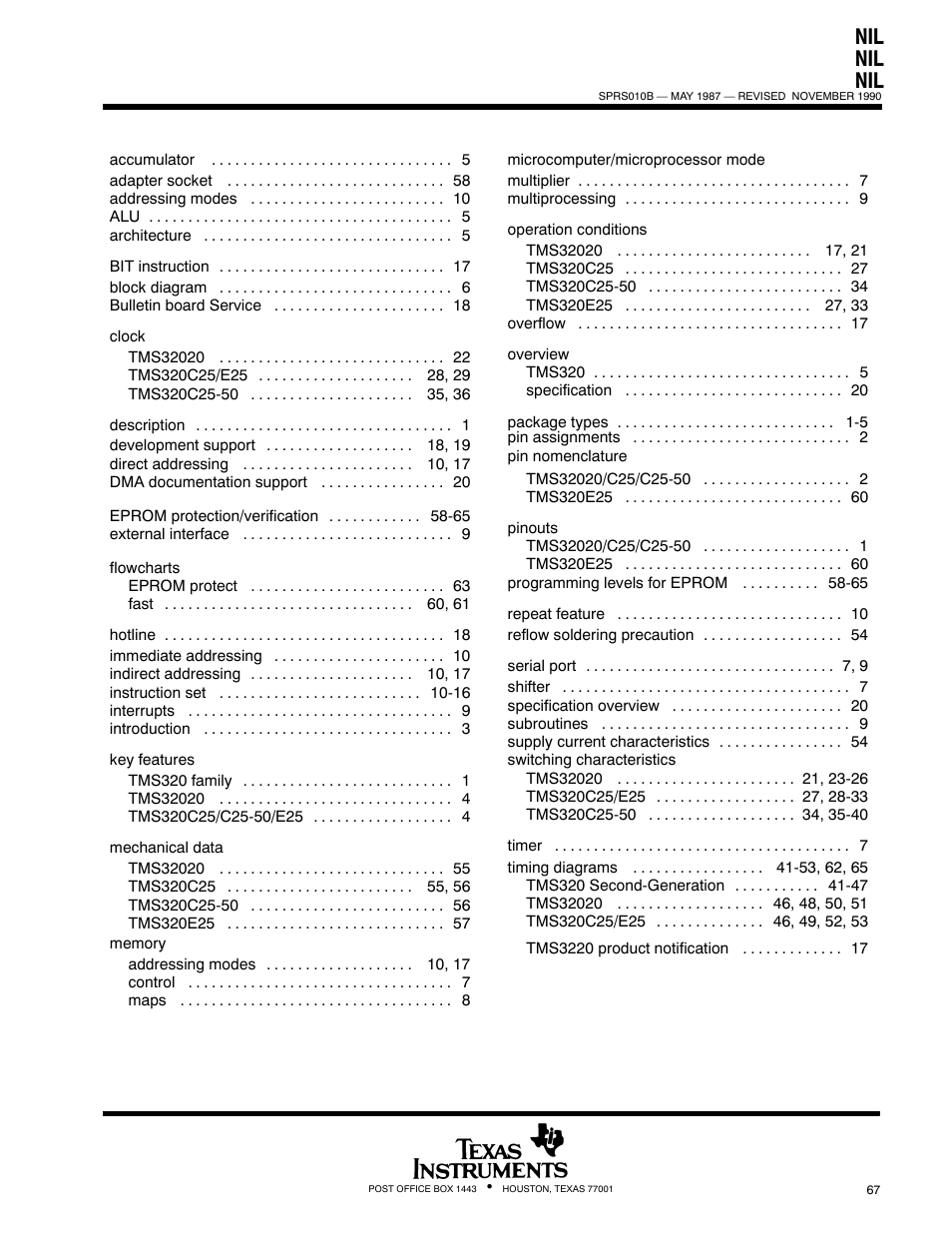 Texas Instruments TMS320 User Manual | Page 67 / 70