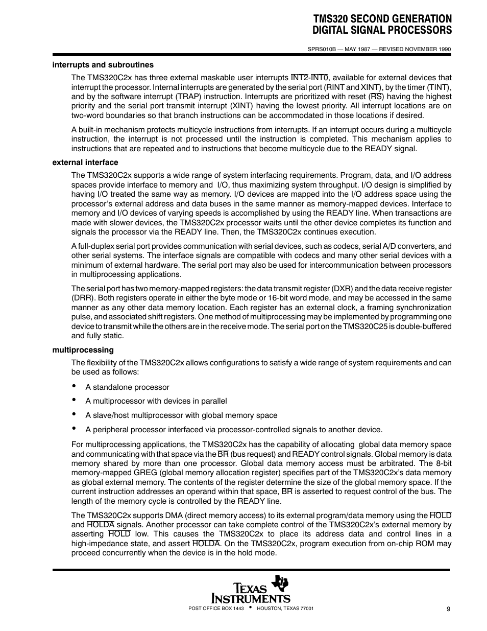 Tms320 second generation digital signal processors | Texas Instruments TMS320 User Manual | Page 9 / 70