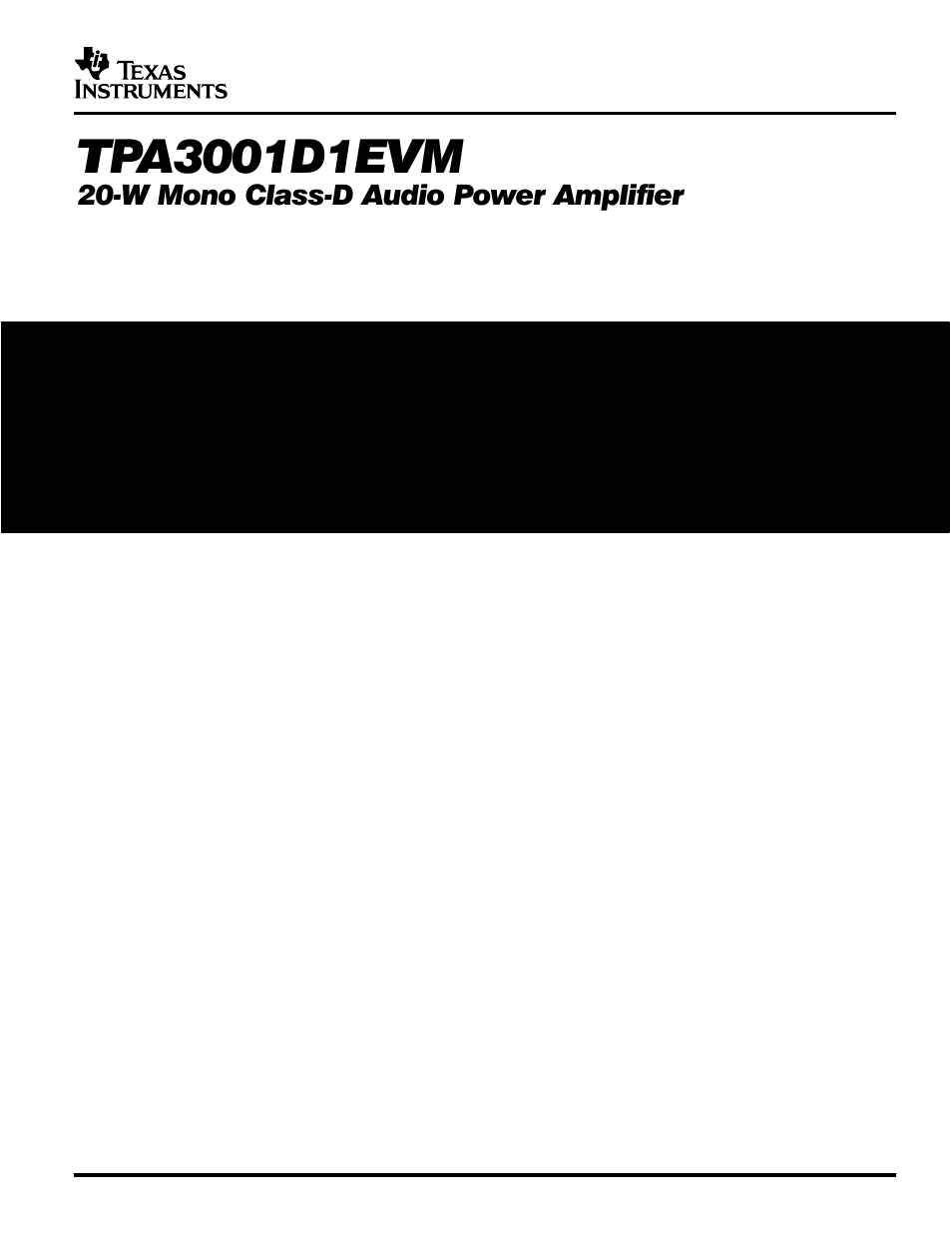 Texas Instruments TPA3001D1EVM User Manual | 22 pages