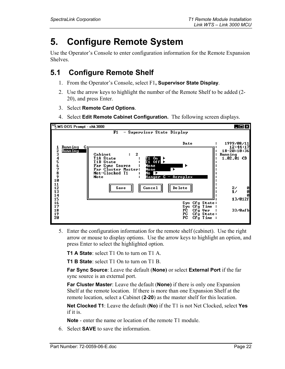 Configure remote system, Configure remote shelf, 1 configure remote shelf | Texas Instruments 3000 MCU User Manual | Page 22 / 30