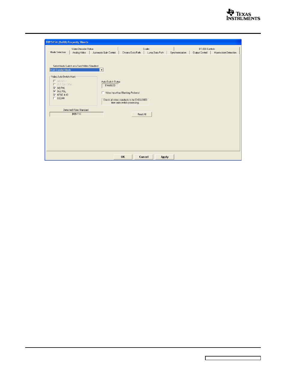 1 property sheet refresh, 1 auto-update from device, Sheets | Figure 20 | Texas Instruments TVP5154EVM User Manual | Page 24 / 55